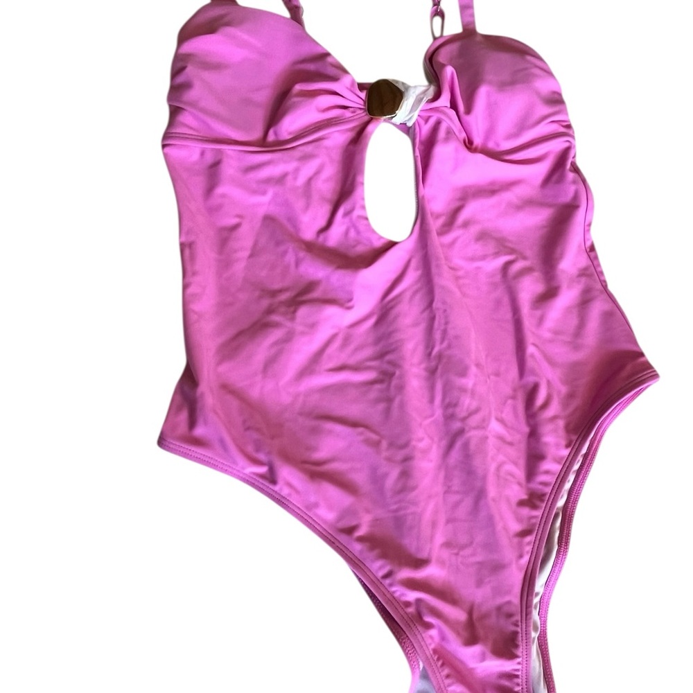 NEW Cupshe Pink One-Piece Swimsuit with Front Detail Size L - Picture 3 of 11